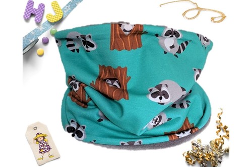 Buy Teen-Adult Snood Woody Raccoons (French Terry) now using this page